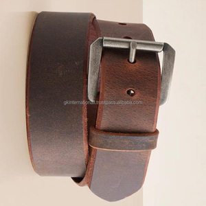 Nouvel arrivage de ceinture décontractée en cuir marron rustique pour hommes jeans avec boucle ardillon en argent antique ceinture de jeans - Product Image 3