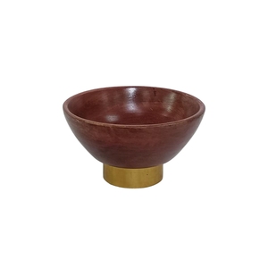 Ensemble de bols coniques en bois avec pieds, base métallique, style rustique, bois massif foncé, plat de service pour fruits et salades, décoration de table, vente en gros - Product Image 2