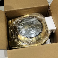 Réchaud à buffet rond en acier inoxydable doré de luxe, ensemble de réchaud à soupe avec couvercle en verre