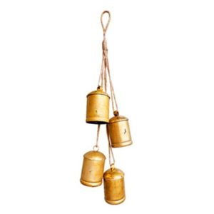 Campanas de vaca vintage con soporte de madera, campanas colgantes rústicas de latón antiguo para decoración navideña y estilo rústico. - Product Image 6