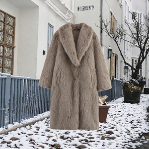 <b>Men's</b> <b>Long</b> Fluffy Faux Fox Fur Coat Solid Color Turn Down Collar Thick Winter <b>Overcoat</b> - Product Image 5