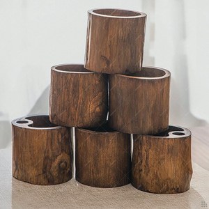 <b>Rustic</b> Wooden <b>Desk</b> Pen Holder Round Office Supply Organizer for Pens and Accessories Natural Wood Handicraft Design - Product Image 2