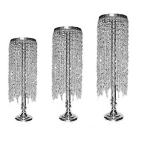 36 Inch <b>Tall</b> Elegant Crystal Beaded Votive <b>Candle</b> Holder With Heavy Duty Metal Stand Silver Finish Hurricane Centerpiece - Product Image 5
