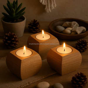 Support rustique en résine et en bois Fusion T-Light conçu pour une décoration intérieure durable et écologique et un éclairage festif - Product Image 2