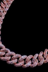 Collar de cadena cubana con moissanita redonda y baguette en tono oro rosa de 14k sobre plata 925, estilo Hip Hop Miami, a bajo precio. - Product Image 4