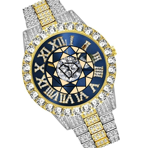 Reloj de Lujo para Hombre con Diamantes Moissanite, Pantalla Digital de Dos Tonos, Números Romanos, Movimiento de Cuarzo, VVS1, Pasa el Test de Diamantes - Product Image 4