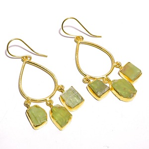 Raw Citrine Gemstone Ethnic Wedding Engagement Drop <b>Earrings</b> Indian Handmade 14K Gold Plated wholesaler bulk - Product Image 4