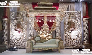 สง่างามอินเดียพิธีแต่งงานตกแต่งเวทีใต้อินเดียงานแต่งงานสีขาวทองเวทีตกแต่งสง่างามสีขาวแผนกต้อนรับเวทีชุด - Product Image 4