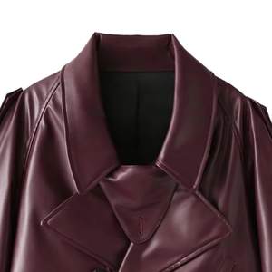 Nouveautés RTS, vestes en cuir véritable bordeaux personnalisées avec logo, produit tendance pour femmes, vestes vintage, streetwear pour femmes, classiques - Product Image 5