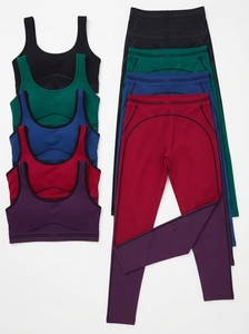 Women's Sporty 2-Piece <b>Set</b> Knitted Spandex Nylon Solid Color Breathable Full Length Skinny Fit Tops And Leggings All Seasons - Product Image 3