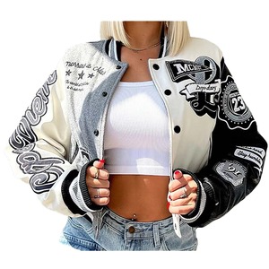 Nouvelle veste universitaire courte pour femme 2026 en laine pleine avec rembourrage en coton, couleur unie - Product Image 6