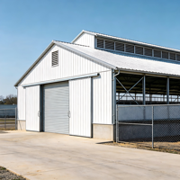 Poulailler en structure acier préfabriquée, moderne et commercial, pour l'élevage de poulets de chair, avec une bonne ventilation et une isolation thermique