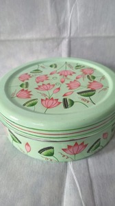 Vintage Style Printed Iron Masala <b>Box</b> Decorative Round Spice Organizer for Home Kitchen Designer <b>Floral</b> Print spice storage Use - Product Image 4