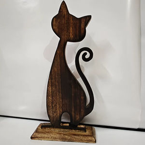 Chat en bois, chat d'Halloween, chat en résine époxy, chat sculpté au laser, chat gravé au laser - Product Image 1