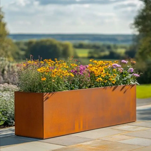 Rustic Corten Steel Rectangular Garden <b>Planter</b> Box Outdoor Patio Balcony Flower Pot <b>Large</b> Metal Trough Container - Product Image 4