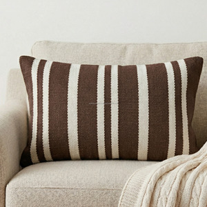 Solid Color Woven Pillow cover Indian Wholesale Beautiful Striped Dark <b>Brown</b> Woven Cushion Cover for <b>Sofa</b> Chair <b>Bed</b> Decor - Product Image 2