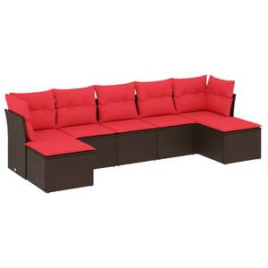 Juego de sofás de patio de ratán sintético marrón de 7 piezas con cojines, elegantes muebles de exterior - Product Image 2