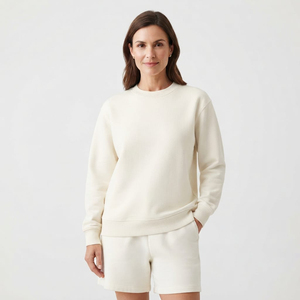 Sudadera de cuello redondo de algodón de corte regular para mujer, forro polar cálido, decoración personalizada, ropa al por mayor - Product Image 1