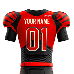 Ensemble de maillot de football américain rouge pour homme, numéro 24, respirant, en maille, col en V, manches courtes, polyester/coton 360g, pantalon noir - Product Image 6
