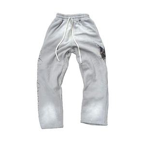 Vente en gros de pantalons évasés à jambe droite délavés au soleil pour hommes pantalons de survêtement sérigraphiés avec logo personnalisé pantalons surdimensionnés à long cordon de serrage - Product Image 1