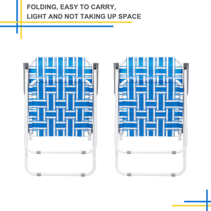 Lot de 2 chaises de plage pliantes bleues et blanches à rayures, 120 kg, avec tube en acier et sangle en PP, code 70635530 - Product Image 3