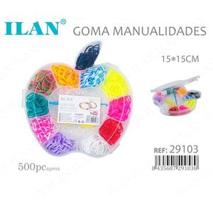 Elastici per artigianato Ilan, 500 pezzi, scatola a forma di mela 15x15 cm - Product Image 3