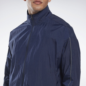 Conjunto Deportivo Azul Marino para Hombre, Chaqueta con Cierre Completo y Pantalones, Ligero, de Poliéster, Diseño Sólido, Corte Regular, para Primavera - Product Image 6