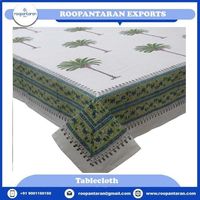 Nappe rectangulaire en lin européen beige à imprimé végétal pour 4-6 personnes, 150x220 cm, pour la salle à manger à domicile, prix de gros