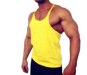 Débardeur de sport en coton pour hommes, personnalisé, couleur or, pour la musculation - Product Image 1