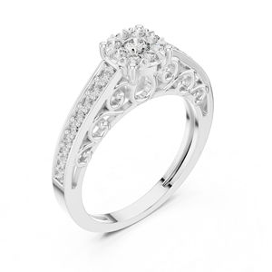 แหวนหมั้นเพชรทรงกลมทองคำโรสโกลด์ 14K สำหรับผู้หญิง |   เพชรที่เพิ่งเพาะเลี้ยง - Product Image 2