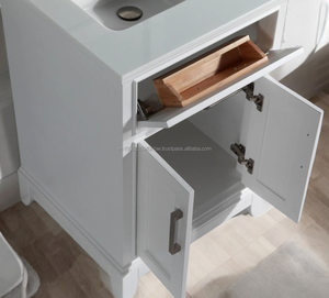 Mueble de Baño Moderno de Lujo de 24 Pulgadas con Espejo, Madera Sólida y Contrachapada, con Cajones de Cierre Suave, Lavabo Individual, Montado en el Suelo - Product Image 3