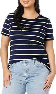 Camiseta de Mujer, Cuello en V, 100% Algodón Jersey, Azul Marino, Manga Corta, Corte Regular, Transpirable, para Todas las Temporadas - Product Image 3
