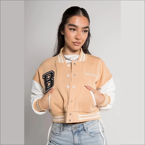 Stylish Women Varsity Jacket Casual Baseball Bomber Jacket Fashionable Letterman Outerwear Comfortable Streetwear Clothing - Product Image 3