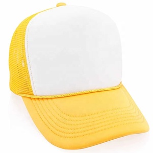 Yellow <b>White</b> Mesh Trucker Hat 6-Panel Adjustable Unisex Casual Spring Summer Breathable Adult 2027 - Product Image 1