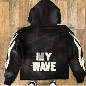 Ensemble de survêtement de luxe personnalisé, sweat à capuche oversize et pantalon de jogging unisexe, haute qualité, cordon de serrage, en molleton bouclette 100% coton épais - Product Image 3