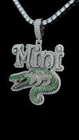 S925 Sterling Silver Crocodile Pendentif Bling Couleur Moissanite Diamant Glacé Personnalisé 3D Sauvage Féroce Animal Hip Hop Bijoux