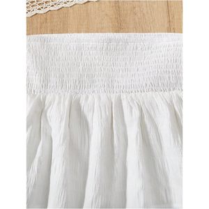 <b>White</b> Women's Elastic Waist A-Line <b>Mini</b> <b>Skirt</b> <b>Ruffles</b> Asymmetrical Design Button Decoration Solid Luxury Style All Seasons - Product Image 4