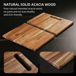 Planche à découper en bois d'acacia massif, extra épaisse, durable, respectueuse des couteaux, avec une poignée intégrée élégante pour la cuisine et le service quotidiens - Product Image 4