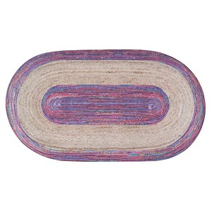 High Strengthen Oval Braided Jute Area Rug Striped Bohemian Style Non Slip Flat Weave Living Room Decor - Product Image 3