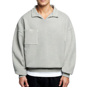 Sweat-shirt personnalisé coupe ample délavé à l'acide 100% coton à manches longues en molleton côtelé pour homme - Product Image 1