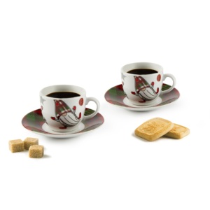 Set di Tazze da Caffè Excelsa con Piattino, Motivo Tartan Gnome, in Porcellana, 9 Cl, Multicolore - Product Image 3