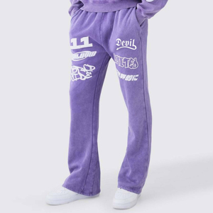 Unisex Winter Solid <b>Purple</b> Hooded Tracksuit Set Streetwear Half Sleeve Windproof Letter Print Sweatshirt Flare Pants Side - Product Image 6