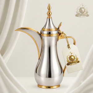 Silver And Gold Ornate Arabic <b>Coffee</b> <b>Pot</b> Traditional Dallah <b>Metal</b> Islamic Tea Server Luxury Middle Eastern Pitcher <b>Pot</b> - Product Image 3