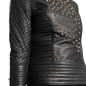 Premium Handmade Good Selling New Arrival OEM ODM Service Urban Style High-Quality Genuine Leather Slim Fit Studded <b>Jackets</b> - Product Image 6