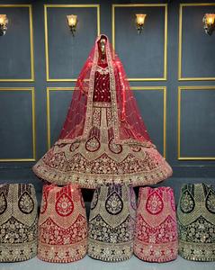 Lehenga de mariée en velours, best-seller, entièrement orné, avec une grande jupe évasée et six couleurs, idéal pour les occasions traditionnelles et festives - Product Image 4
