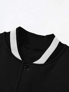 Men's Canvas Varsity <b>Jacket</b> Embroidered Letter <b>Patch</b> Casual Winter Outerwear Stand Collar Regular Fit - Product Image 4