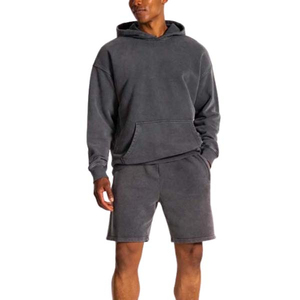 <b>Men's</b> <b>Hoodie</b> <b>And</b> <b>Shorts</b> <b>Set</b> Solid Color Cotton French Terry <b>Shorts</b> <b>Set</b> Casual Autumn Wear Hooded Outfit <b>Shorts</b> <b>Set</b> MADE BY HS - Product Image 1