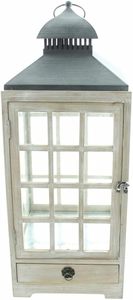 Vintage Eco-Friendly Wooden <b>Lantern</b> <b>Candle</b> <b>Holder</b> with Storage Drawer Rustic Farmhouse Christmas Home Decoration - Product Image 4