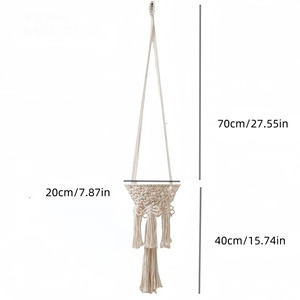 Panier suspendu en macramé bohème, parfait pour les fruits, les légumes, les plantes, rangement élégant pour la cuisine et décoration intérieure, en provenance d'Inde - Product Image 2