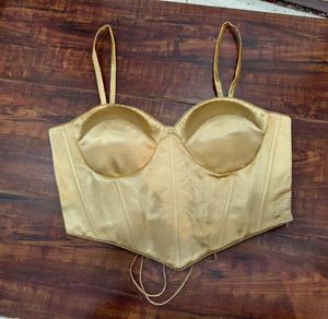 Chemisier de mariage style corset en satin tissé argenté avec bonnets rembourrés pour le printemps/été et l'hiver - Product Image 1